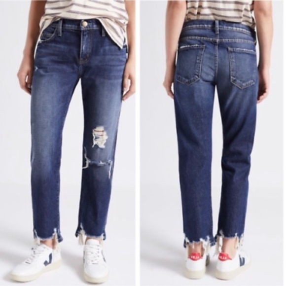 Current/Elliott 8 (30) Cropped Straight Further Destroy W/ Hacked Hem Jeans - Picture 13 of 13